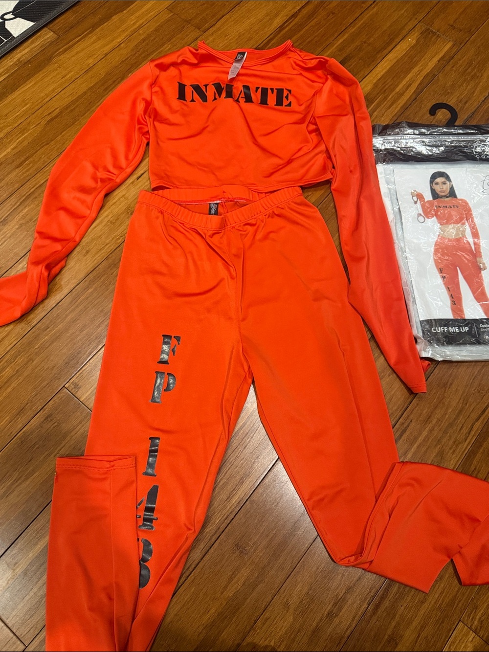 Forplay Cuff Me Up Inmates Costume Crop Top and High-Waisted Leggings Set S/M